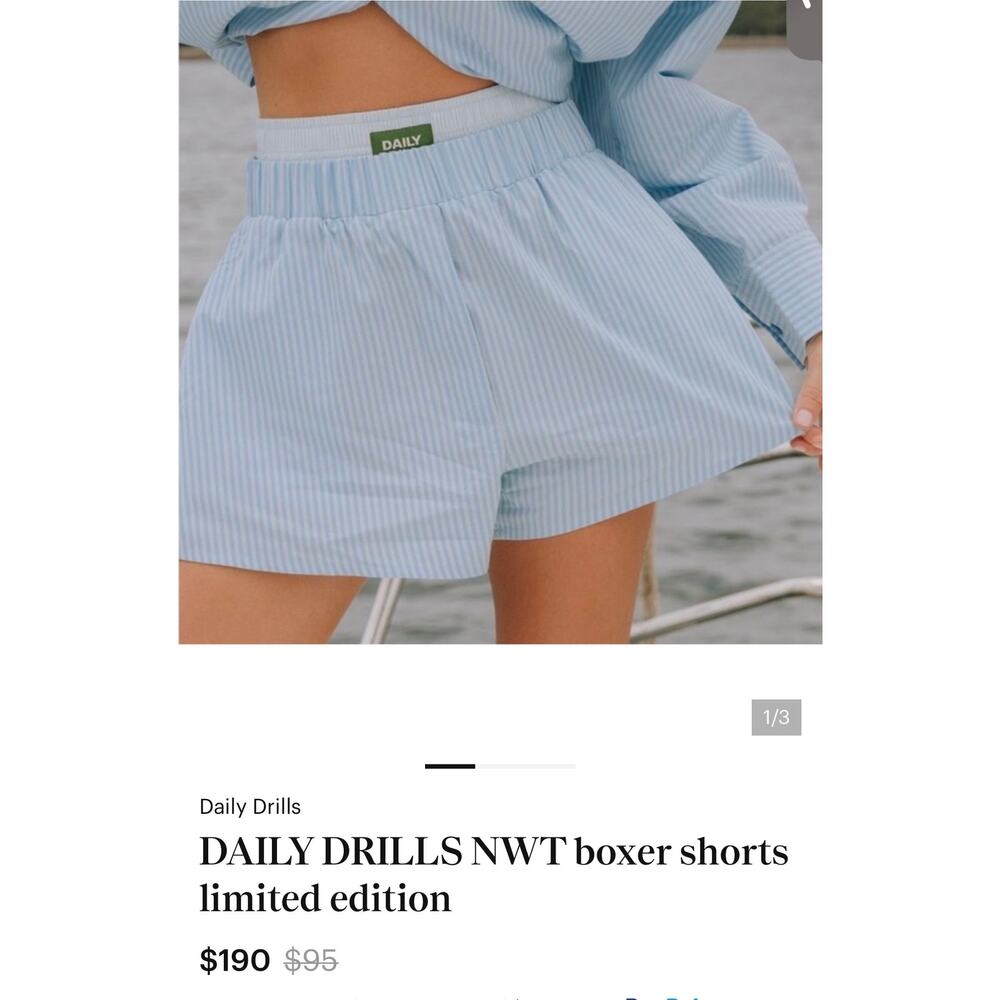 Daily Drills Double Waistband Resort Short Blue Stripe XS/S. NWOTs Perfect!